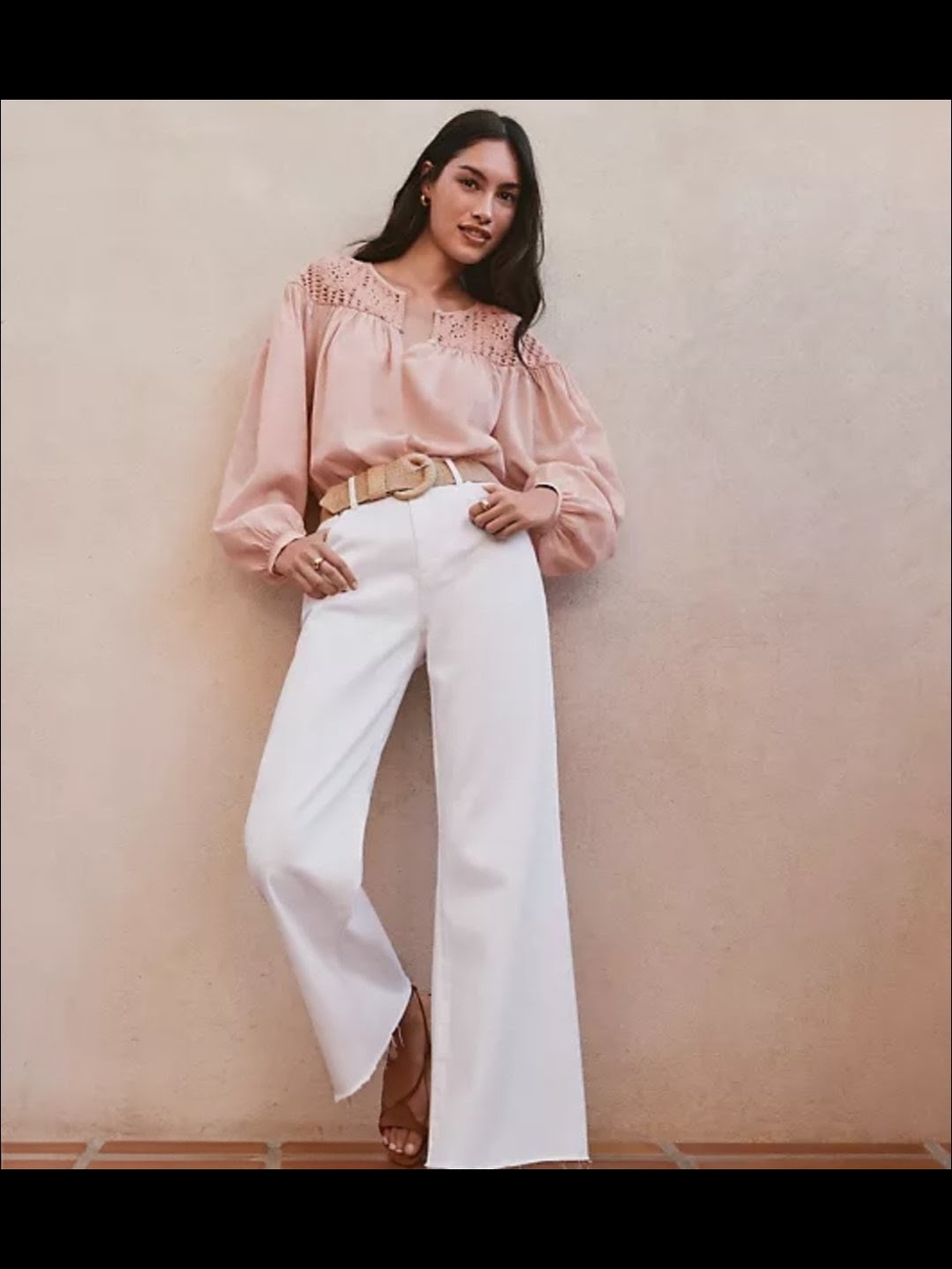 Light Pink Boho Blouse with Crochet Detail